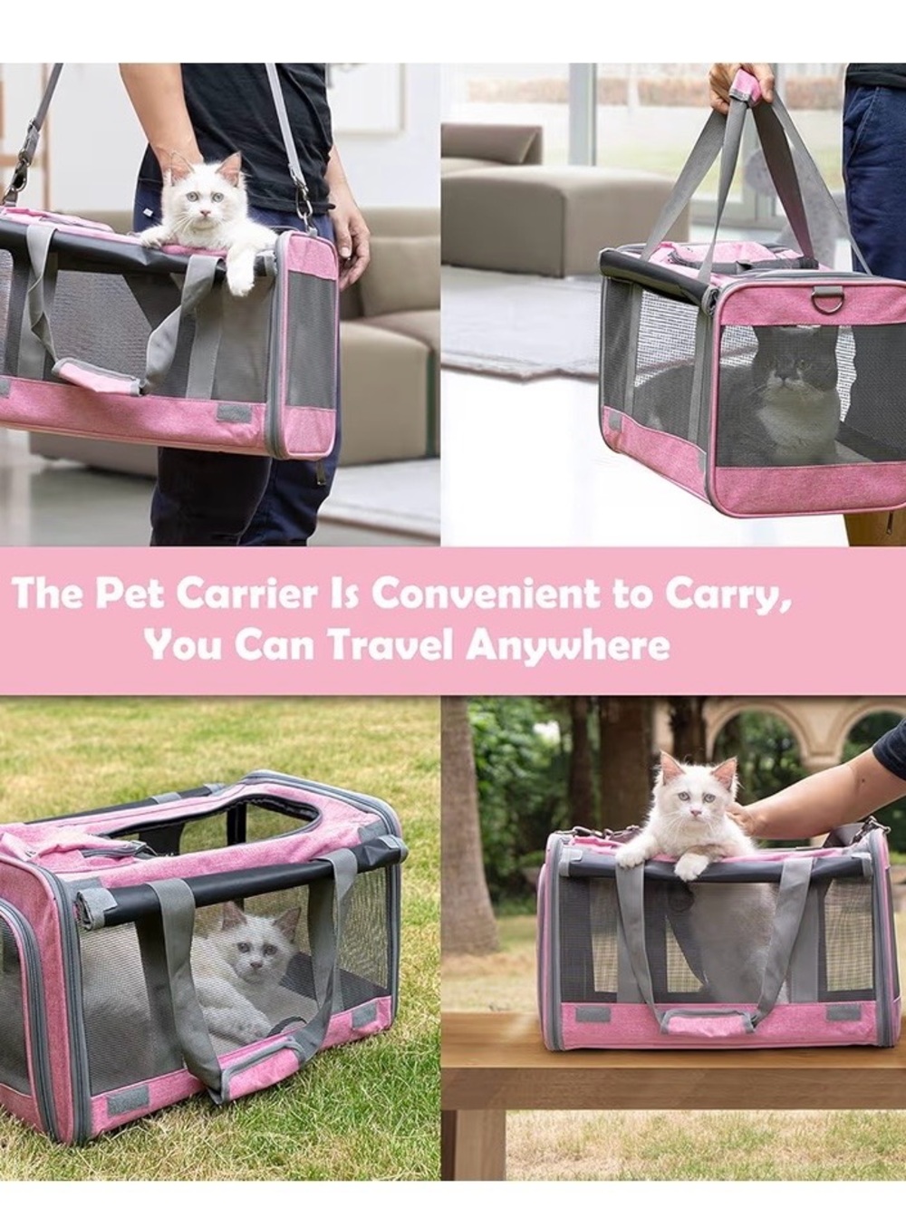 💕 NIB Pink Soft-Sided Cat or Small Dog Pet Carrier with Mesh Panels - Picture 3 of 16